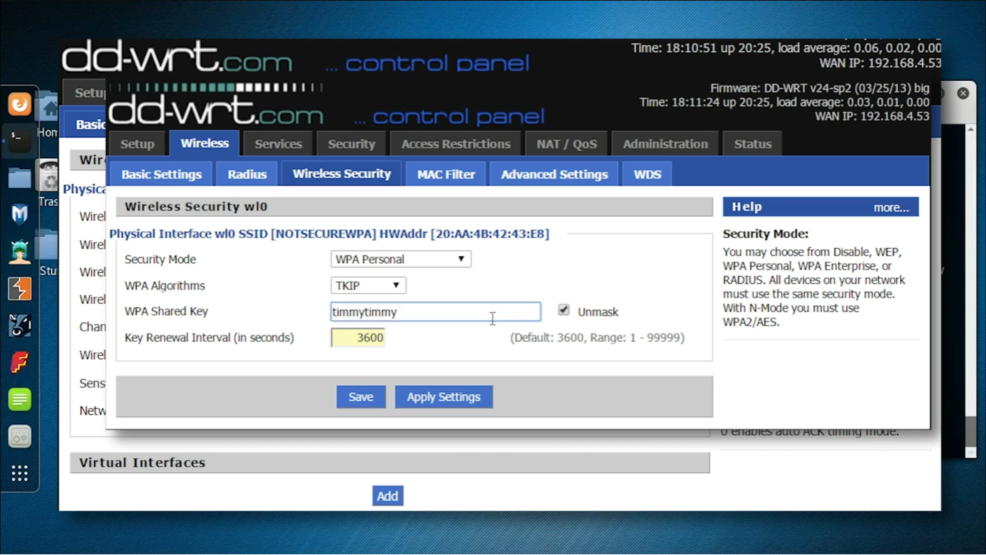 Authorized lab access point configured with an intentionally weak WPA-Personal password.