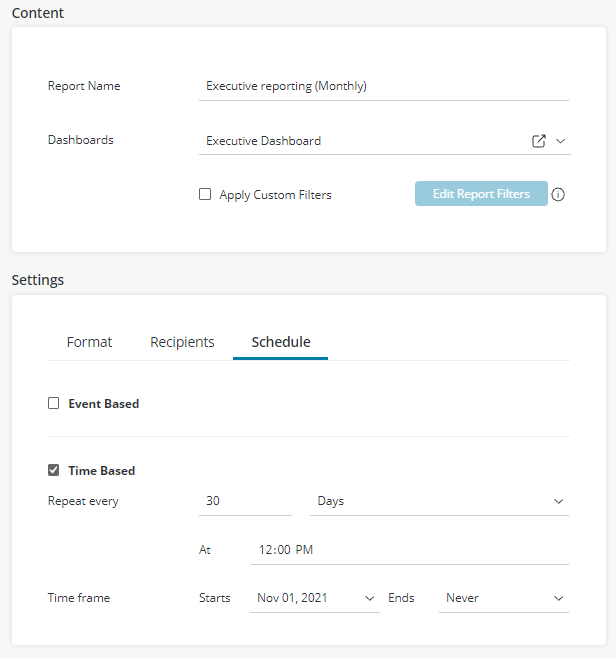 Dashboard Scheduler