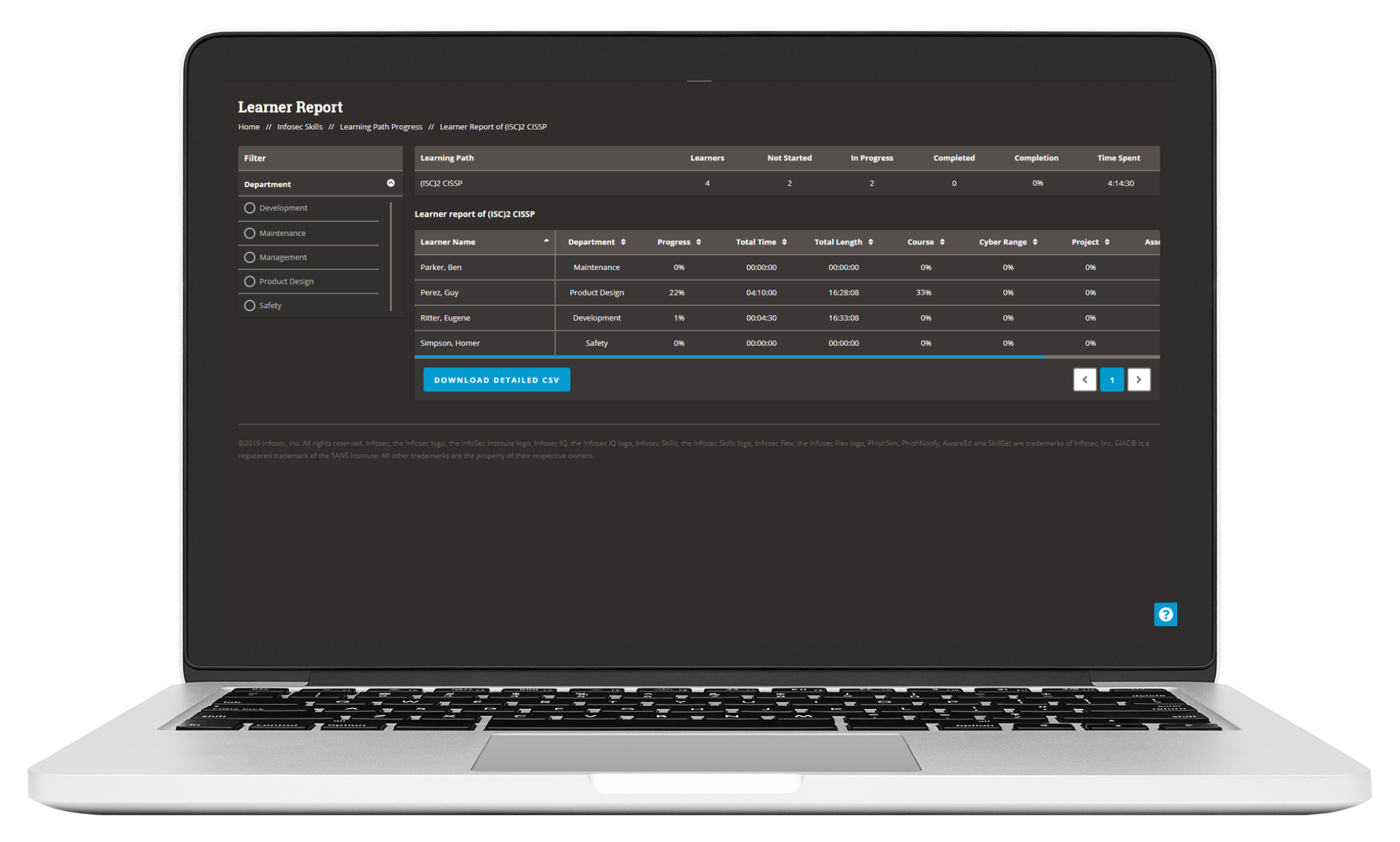 Infosec Skills enterprise reporting