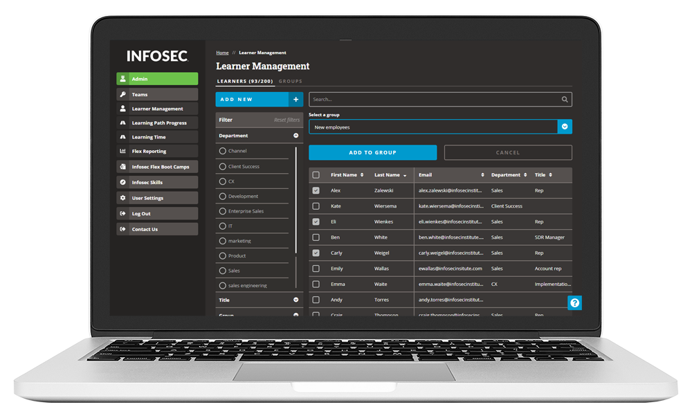 Infosec Skills learner management groups