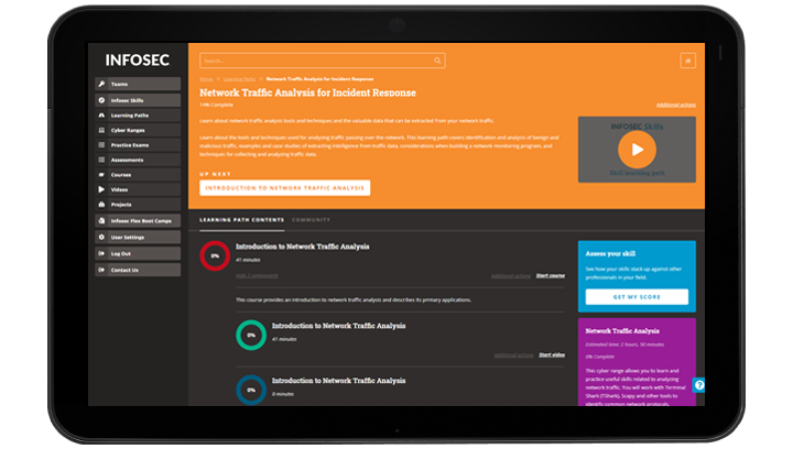 Infosec Skills Network Traffic Analysis Learning Path - Playlist view